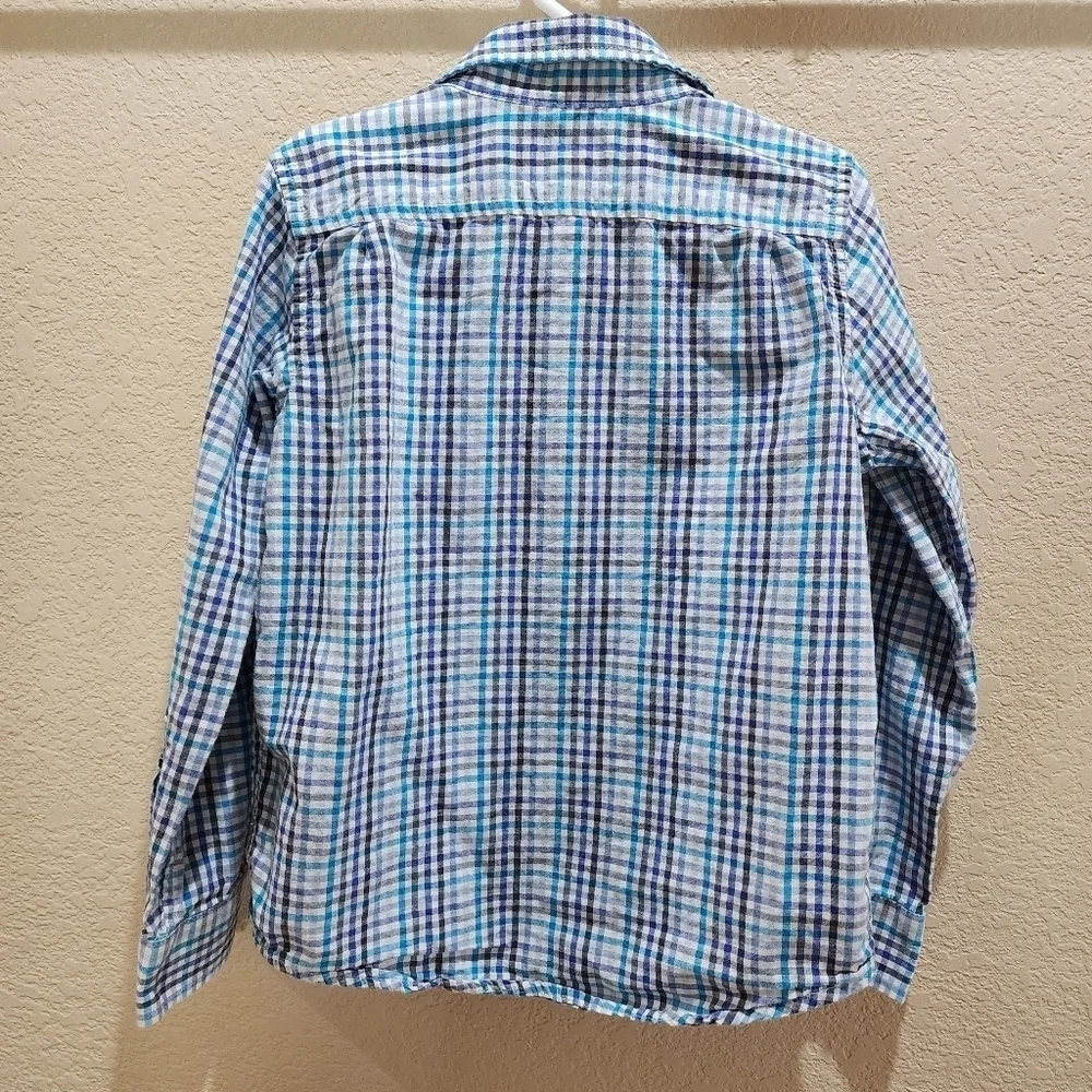 Childrens Place Long sleeve blue and white plaid button up shirt Size S 5/6